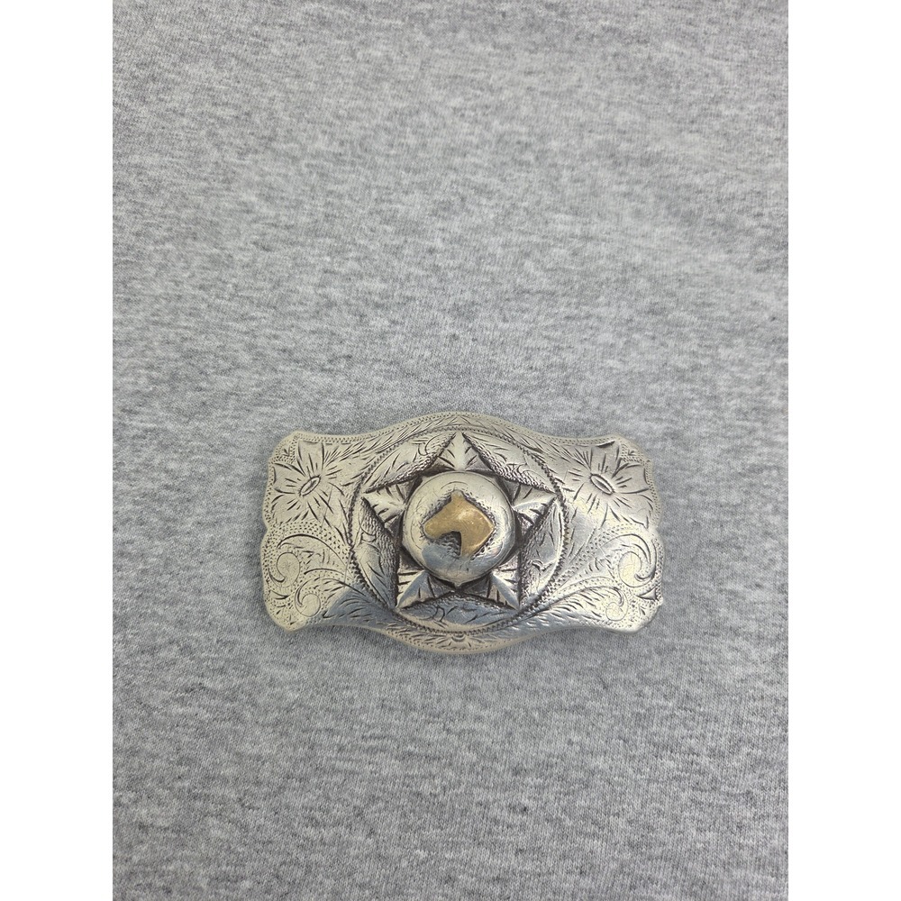 Rare Vintage Keyston Sterling Silver 14k Gold Horse Western Belt Buckle Heavy